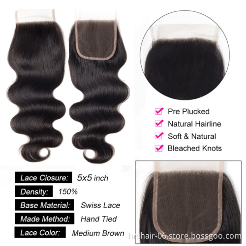 vendor stock cuticle aligned Vietnamese human hair golden body wave 5x5 closure